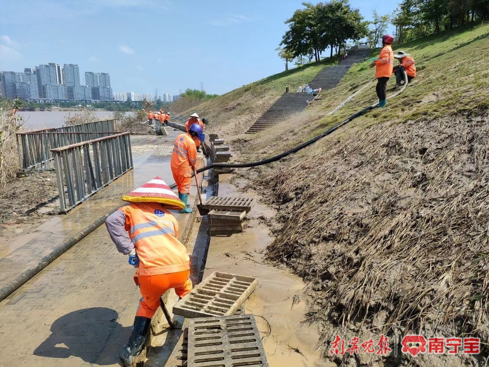 南宁建宁中环洁公司持续组织开展清淤作业邕江沿岸公园美丽容颜逐步回归(图1)